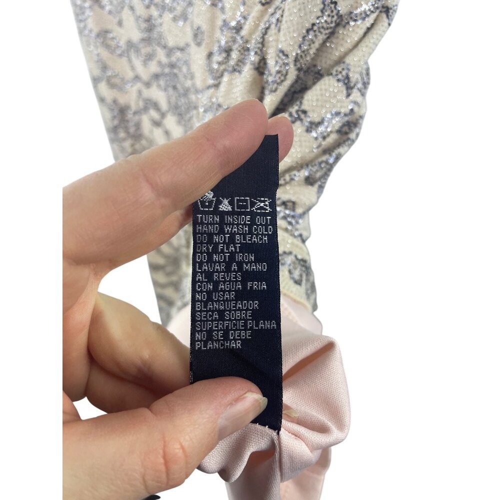 Scarlett Women's 24W Sheath Mini Blush Pink Glitter Shimmer Embroider Mini Dress - Picture 7 of 8